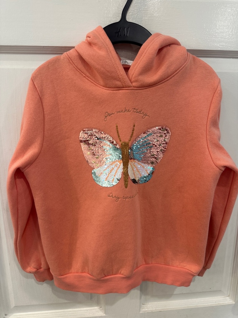 H&M Girls Sequined Butterfly Hoodie Size 8/10